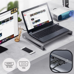 Swissten Multifunctional USB-C Laptop Docking Station / HDMI / USB 3.0 / 2x USB-C / RJ45 / SD / Micro SD / VGA / Audio