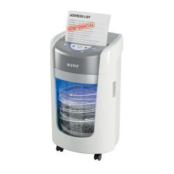Leitz IQ OptiMax Home Office 225 dokumentų naikiklis Smulkinimas itin mažais gabalėliais 58 dB Pilka, Balta