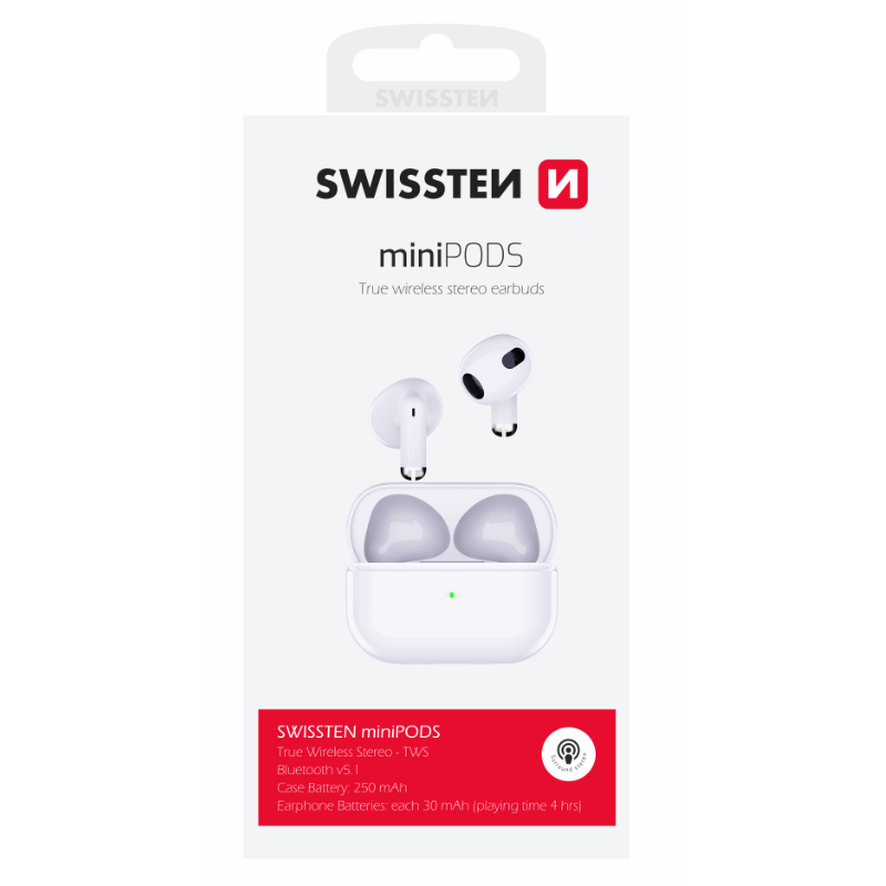 Swissten TWS Mini Podss Bluetooth Stereo Earbuds with Microphone