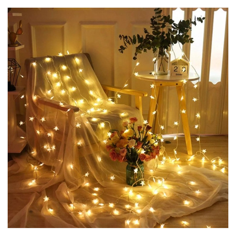 RoGer LED Lights String of Stars 100 LED / Warm-White / 10m