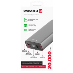 Swissten Aluminium Power Power Bank 2xUSB / USB-C / Micro USB / 20W / 20000 mAh