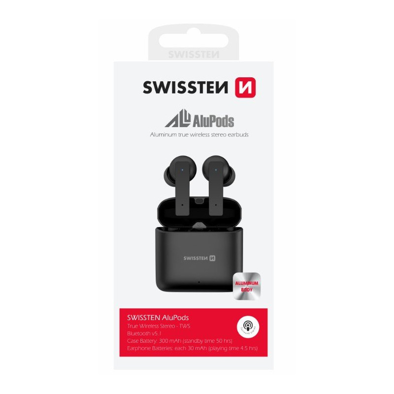 Swissten ALUPODS PRO TWS Bluetooth Stereo Earbuds with Microphone