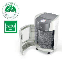 Leitz IQ OptiMax Small Office 350 paper shredder Micro-cut shredding 58 dB 22.3 cm Grey, White