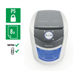 Leitz IQ OptiMax Small Office 350 paper shredder Micro-cut shredding 58 dB 22.3 cm Grey, White