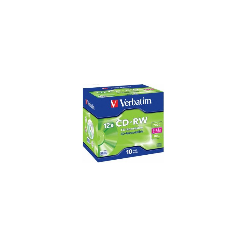 Verbatim Blank  CD-RW SERL 700MB 10x-12x 10 Pack Jewel