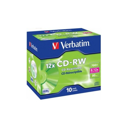 Verbatim Blank  CD-RW SERL 700MB 10x-12x 10 Pack Jewel