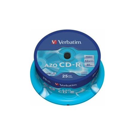 Verbatim Blank CD-R AZO 700MB 1x-52x Crystal, 25 Pack Spindle