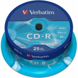 Verbatim Blank CD-R 700MB 1x-52x Extra Protection, 25 Pack Spindle