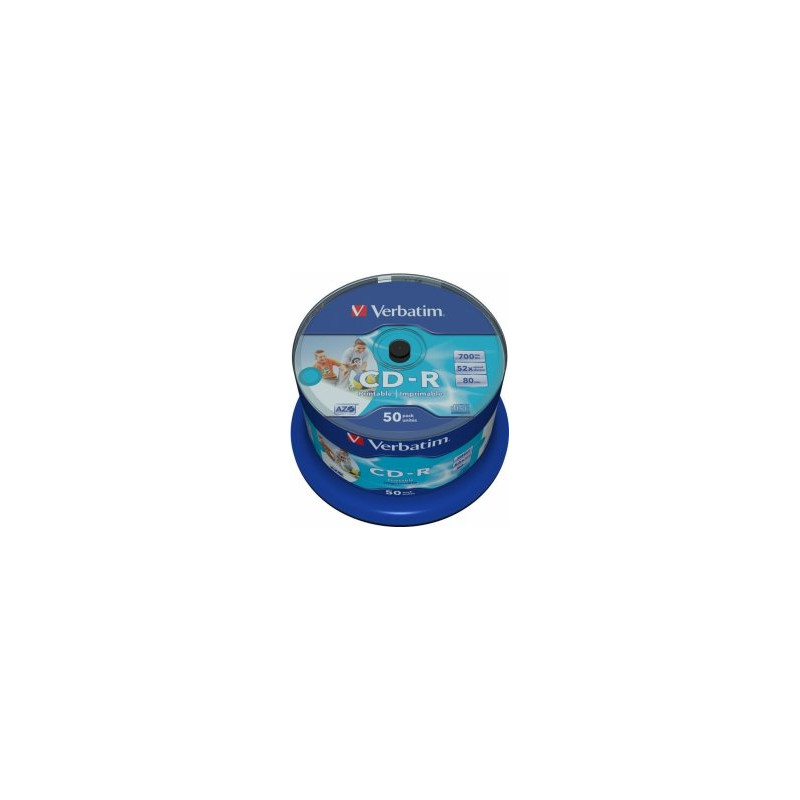 Verbatim Blank CD-R AZO  700MB 1x- 52x Wide Printable non ID,50 Pack Spindle