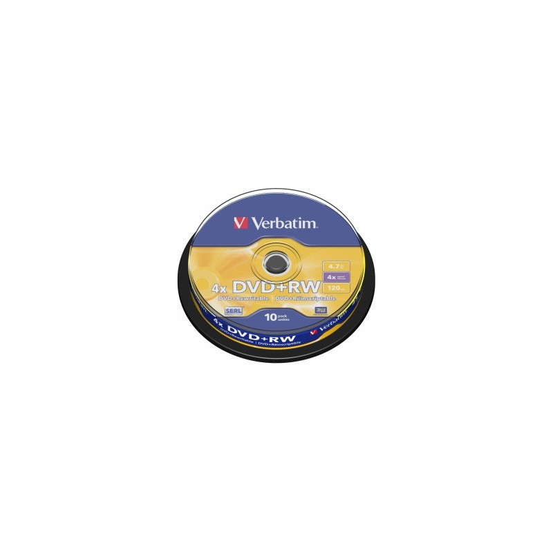 Verbatim Blank DVD+RW SERL 4.7GB 4x 10 Pack Spindle