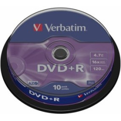 Verbatim Blank DVD+R AZO 4.7GB 16x 10 Pack Spindle