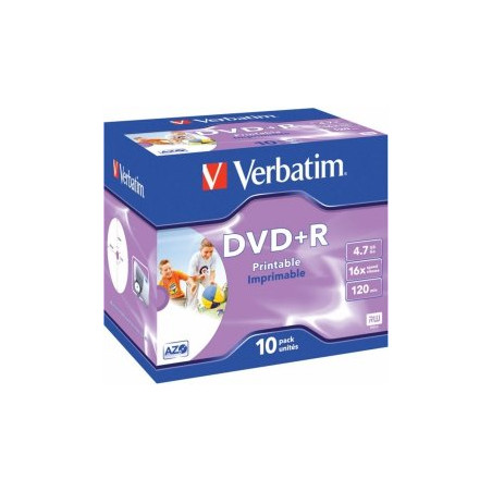 Verbatim Blank  DVD+R AZO  4.7GB 16x Printable ID Branded, 10 Pack Jewel