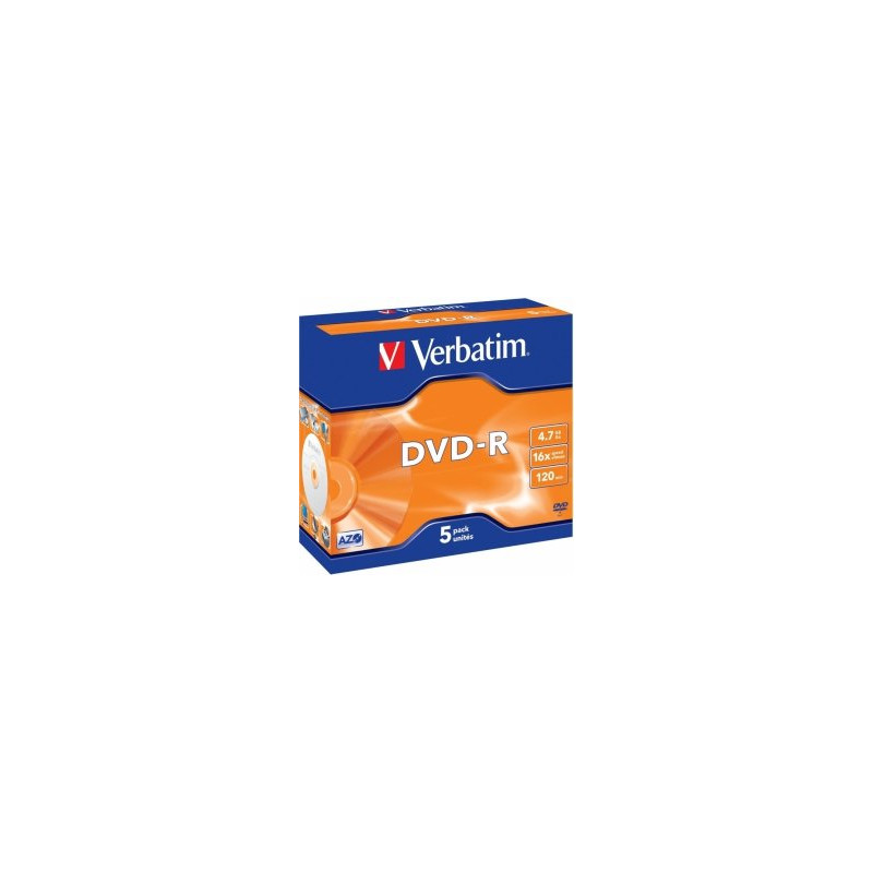 Verbatim Blank DVD-R AZO  4.7GB 16x 5 Pack Jewel