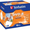 Verbatim Blank DVD-R AZO 4.7GB 16x Printable, ID Branded,10 Pack Jewel