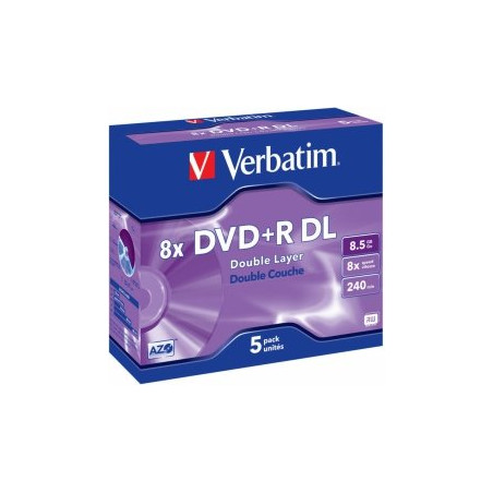 Verbatim Blank DVD+R DL  8.5GB Double Layer 8x AZO 5 Pack Jewel