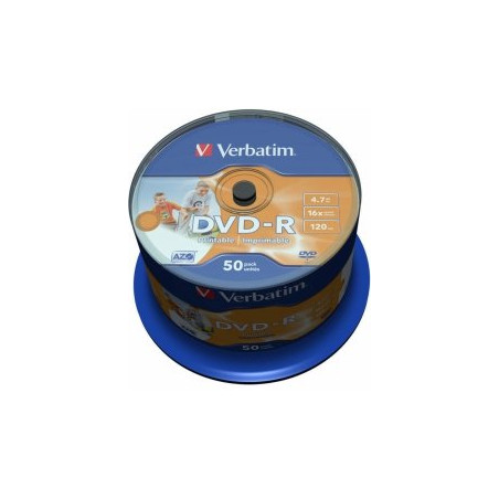 Verbatim Blank DVD-R AZO 4.7GB 16x Wide Printable non ID,50 Pack Spindle