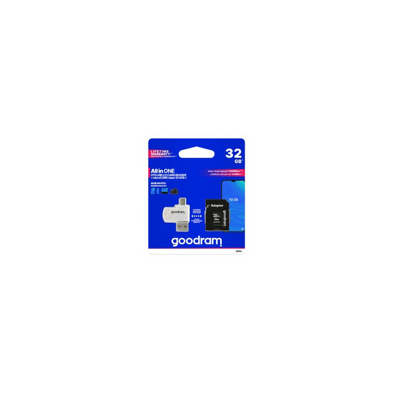 Goodram MicroSD class 10 UHS I 32GB Memory card + Card reader