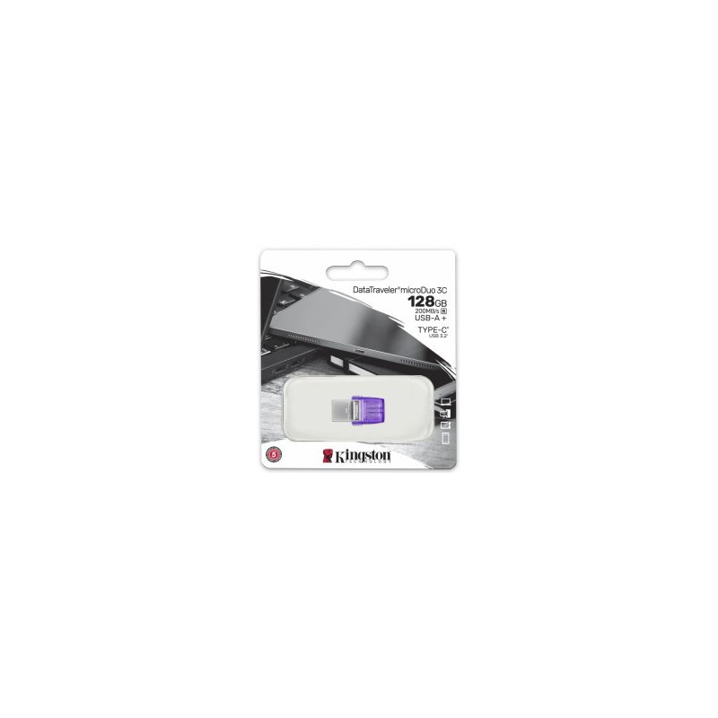 Kingston 128GB microDuo 3C USB Type-A + USB Type-C Flash Memory
