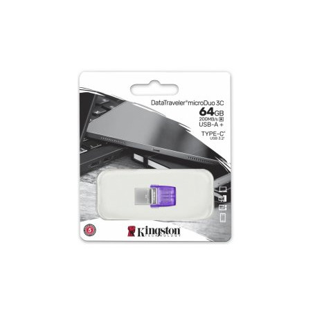 Kingston 64GB microDuo 3C  USB Type-A + USB Type-C Flash Memory