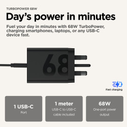 Motorola TurboPower 68W Universalus Juoda AC Spartusis įkrovimas Vidaus