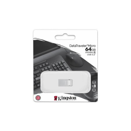 Kingston DTMC3G2/64GB DataTraveler Micro 64GB Flash Memory