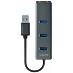 Savio AK-58 USB Hub 3-port USB-A / 3.1 Gen / RJ-45 Gigabit Ethernet