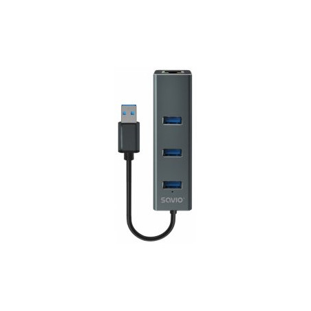 Savio AK-58 USB Hub 3-port USB-A / 3.1 Gen / RJ-45 Gigabit Ethernet