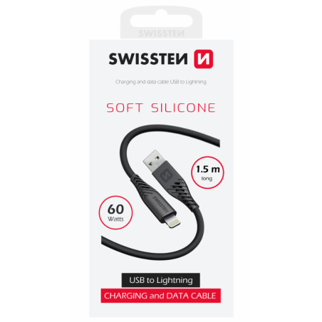 Swissten Soft Silicone Data Cable USB / Lightning 1.5m / 60w
