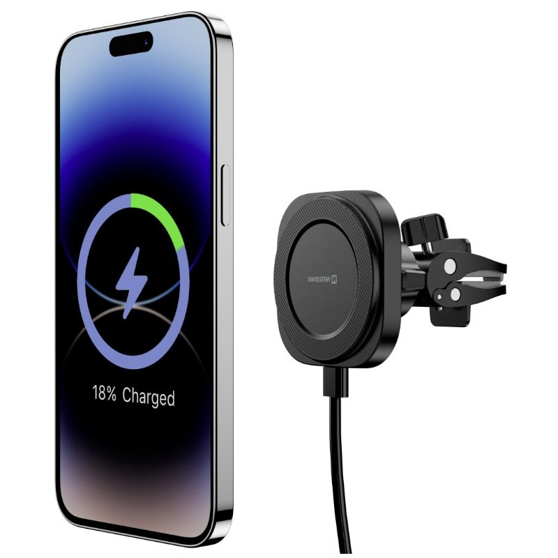 Swissten Magstick Car Holder With Wireless Charger 15W