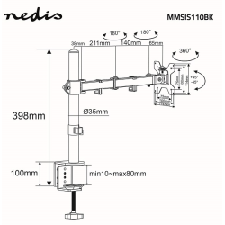 NEDIS MMSIS110BK Table Monitor Mount 15–32"| VESA 75 x 75 / 100 x 100 | 8 kg