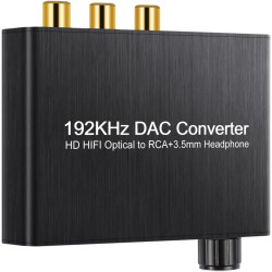 RoGer DAC 192kHz 24bit S/PDIF to RCA Converter with headphone jack 3,5mm / Optical / Coaxial
