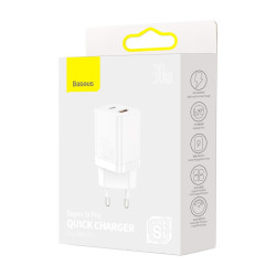 Baseus Super Si PD Wall Charger 30W /  1x USB-C / 1x USB