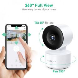 EDUP EH-2048P17 V2 Smart Home IP Camera Wi-Fi / PTZ 350° / 2K H.264 / microSD / Audio / IR WDR / USB-C