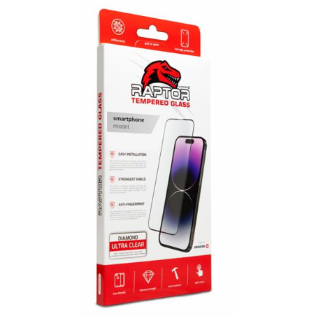 Swissten Raptor Diamond Ultra Full Face Tempered Glass for Apple iPhone 15 Black