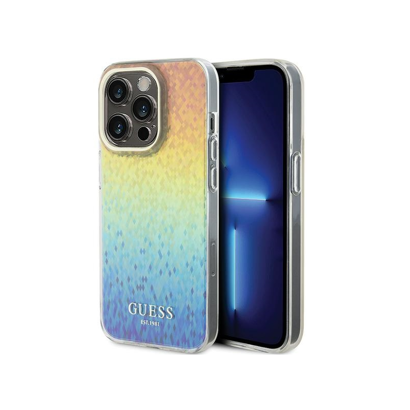 Guess IML Faceted Mirror Disco Iridescent Case for iPhone Apple 15 Pro Max