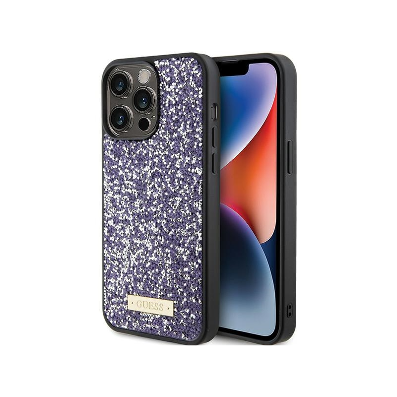 Guess Rhinestone Metal Logo Case for Apple iPhone 15 Pro