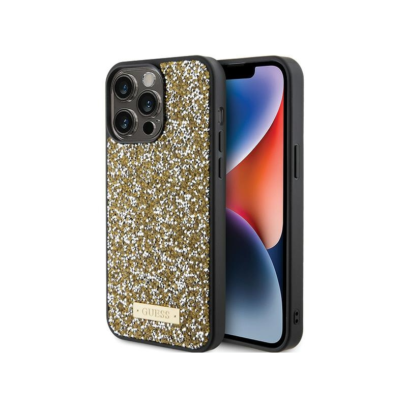 Guess Rhinestone Metal Logo Case for Apple iPhone 15 Pro
