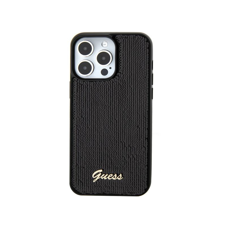 Guess HC Sequin Script Metal Case for Apple iPhone 15 Pro Max