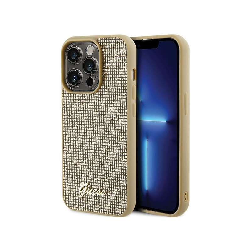 Guess PU Disco Script Metal Case for Apple iPhone 15 Pro