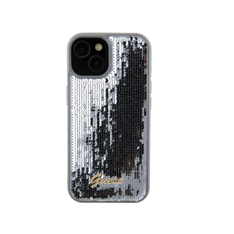 Guess HC Sequin Script Metal Case for Apple iPhone 15