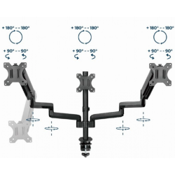 Gembird MA-DA3-01 Desk Mounted Adjustable Mounting Arm for 3 Monitors