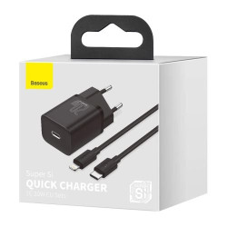Baseus TZCCSUP-B01 Travel Charger set / Super Si 1C QC / Cable Type-C to Lightning 1m 20W