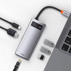 Baseus CAHUB-CW0G HUB Metal Gleam Series 6in1 Multifunctional Type-C to Type-C PD 100W / HDMI 4K-30 Hz / 3x USB 3.2 / RJ45