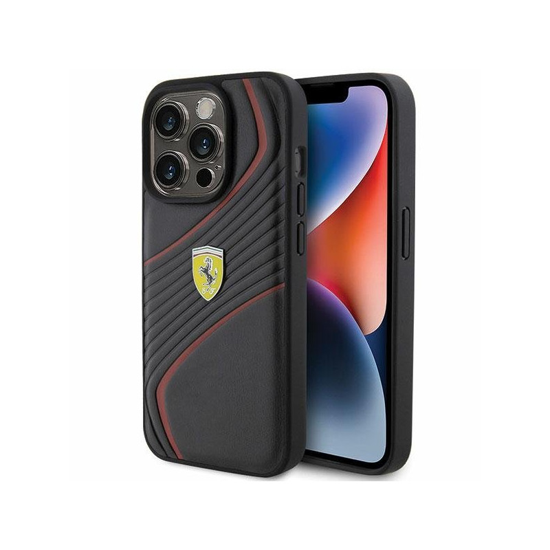 Ferrari Twist Metal Logo Back Case for Apple iPhone 15 Pro