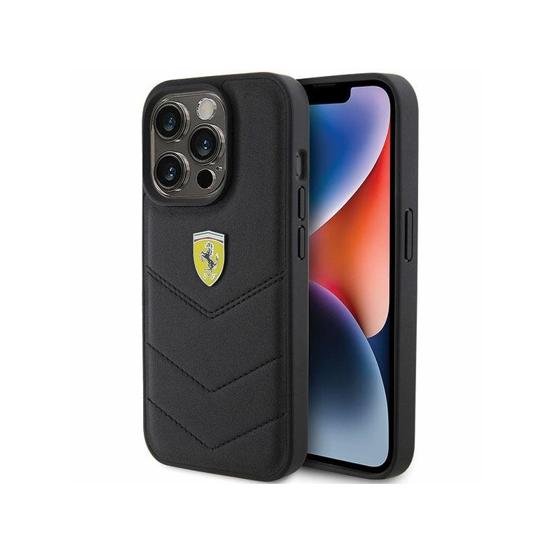 Ferrari Quilted Metal Logo Back Case for Apple iPhone 15 Pro