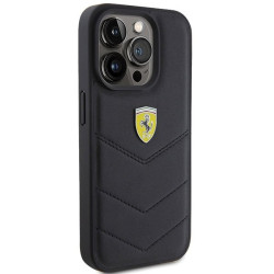 Ferrari Quilted Metal Logo Back Case for Apple iPhone 15 Pro