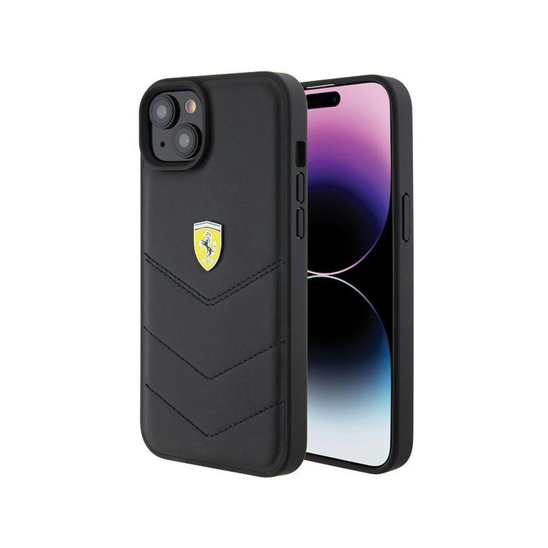 Ferrari Quilted Metal Logo Back Case for Apple iPhone 15 Plus
