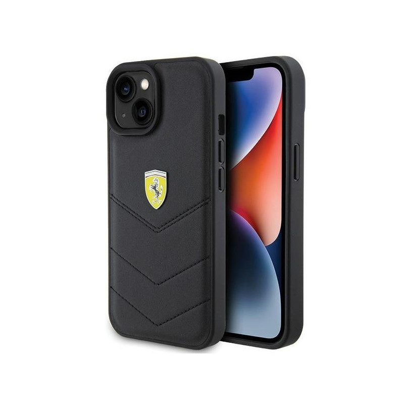 Ferrari Quilted Metal Logo Back Case for Apple iPhone 15