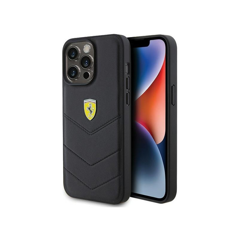 Ferrari Quilted Metal Logo Back Case for Apple iPhone 15 Pro Max