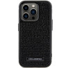 Karl Lagerfeld Rhinestone Logo Metal Plate Back Case for Apple iPhone 15 Pro